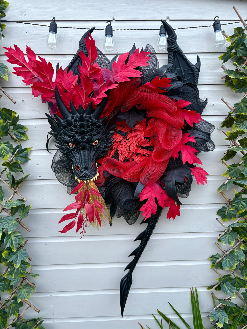 Ebony Dragon Halloween Wreath
