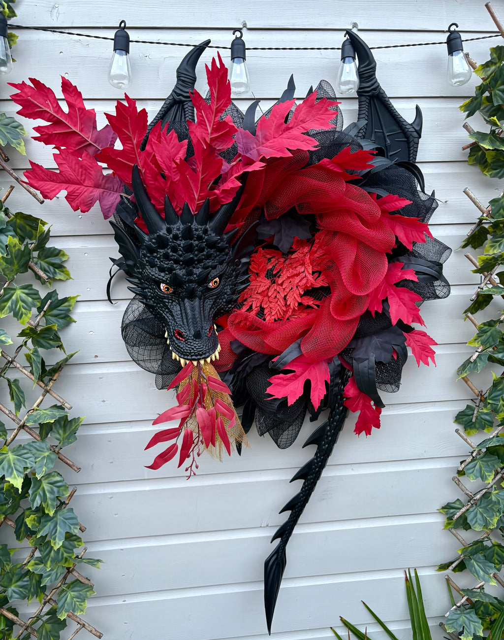 Ebony Dragon Halloween Wreath