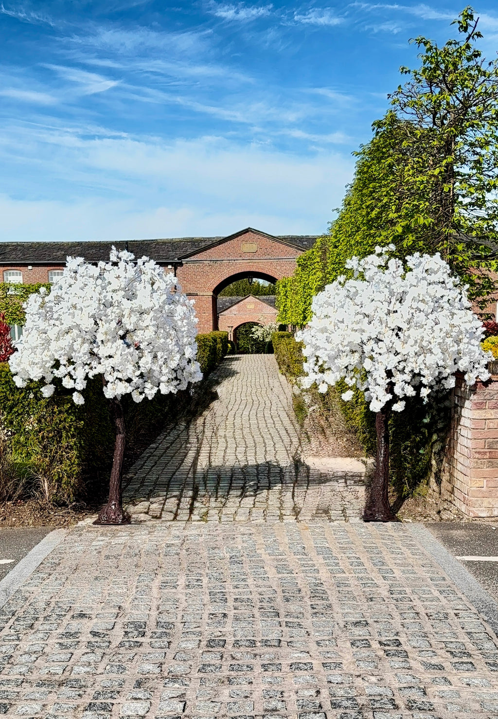 7ft2 pair of Deluxe Ivory Blossom Trees – Available for rental