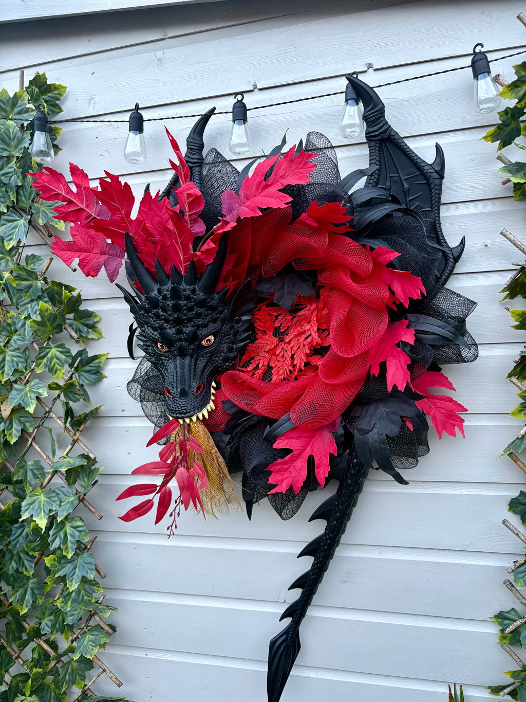 Ebony Dragon Halloween Wreath