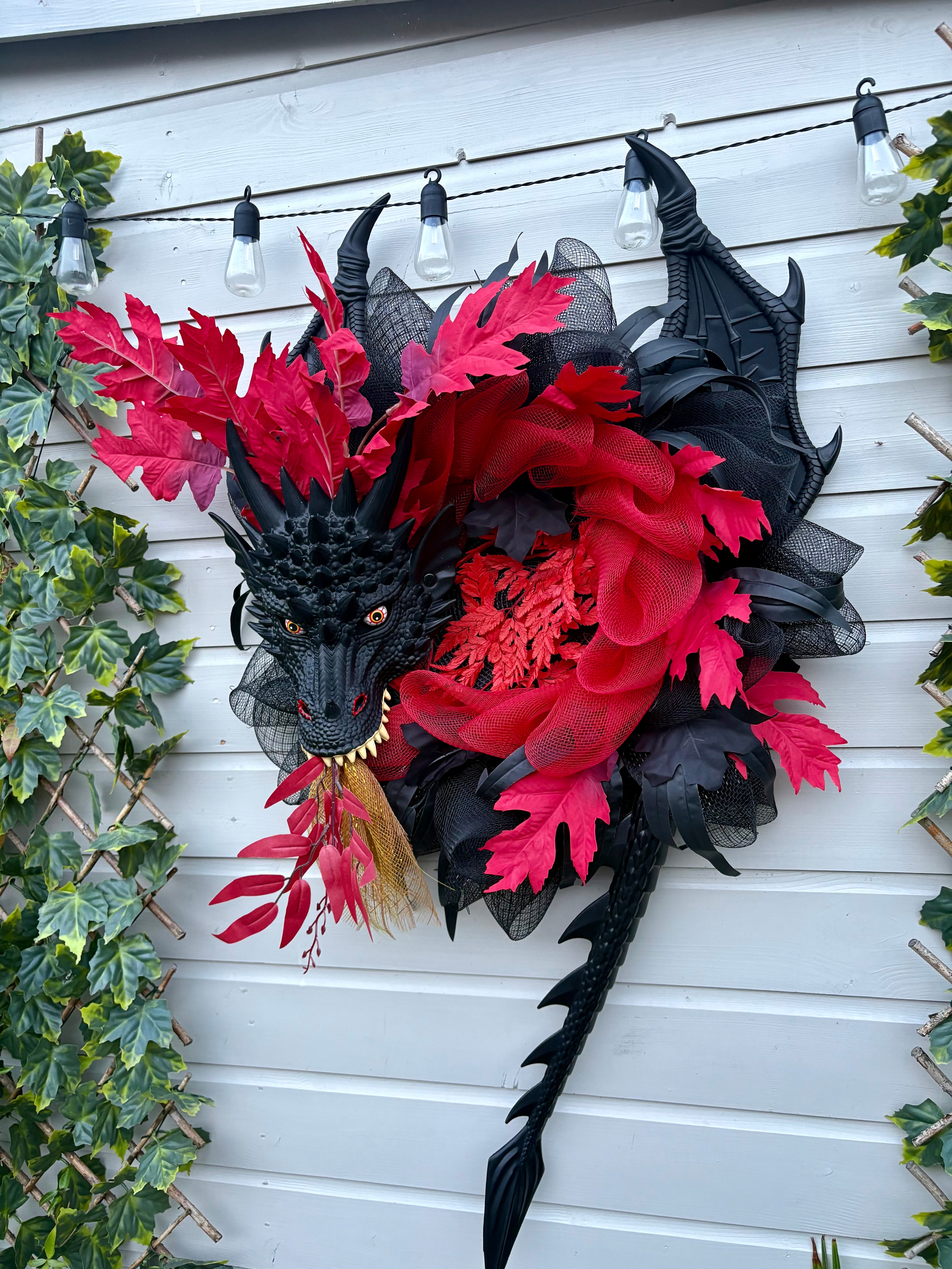 Ebony Dragon Halloween Wreath