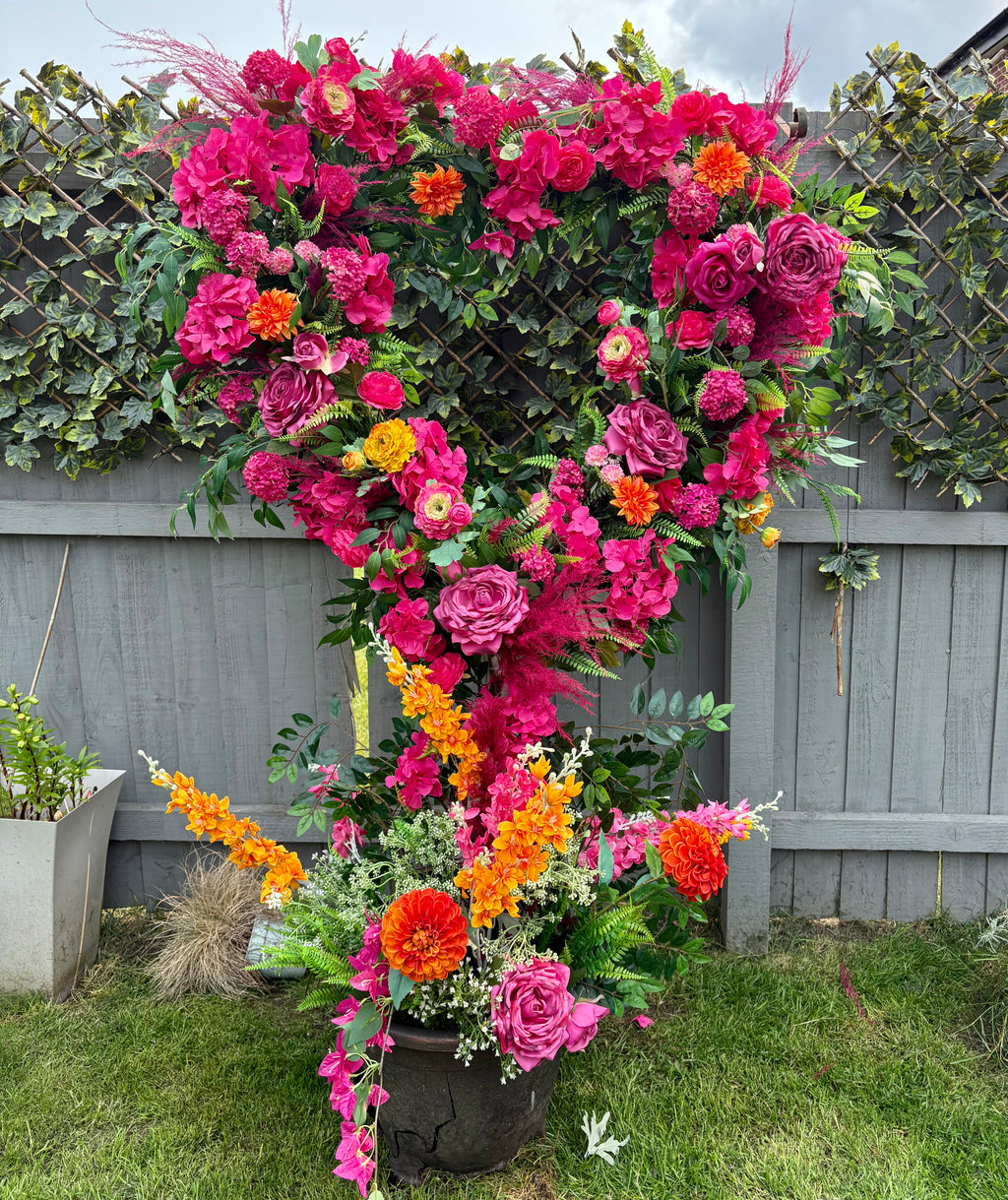 Heart shaped floral decor hire