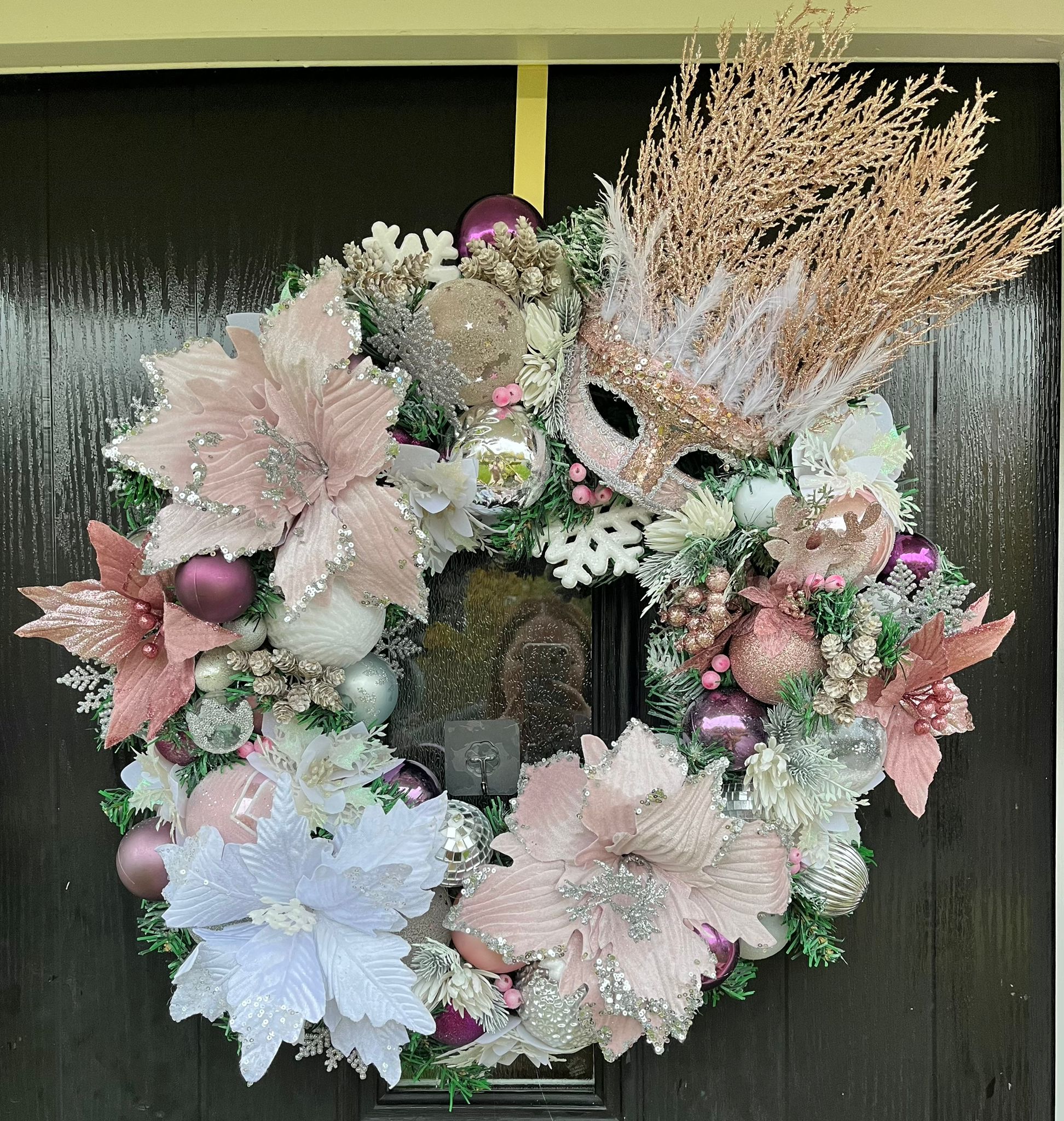 Festive Venetian Mask Christmas Wreath