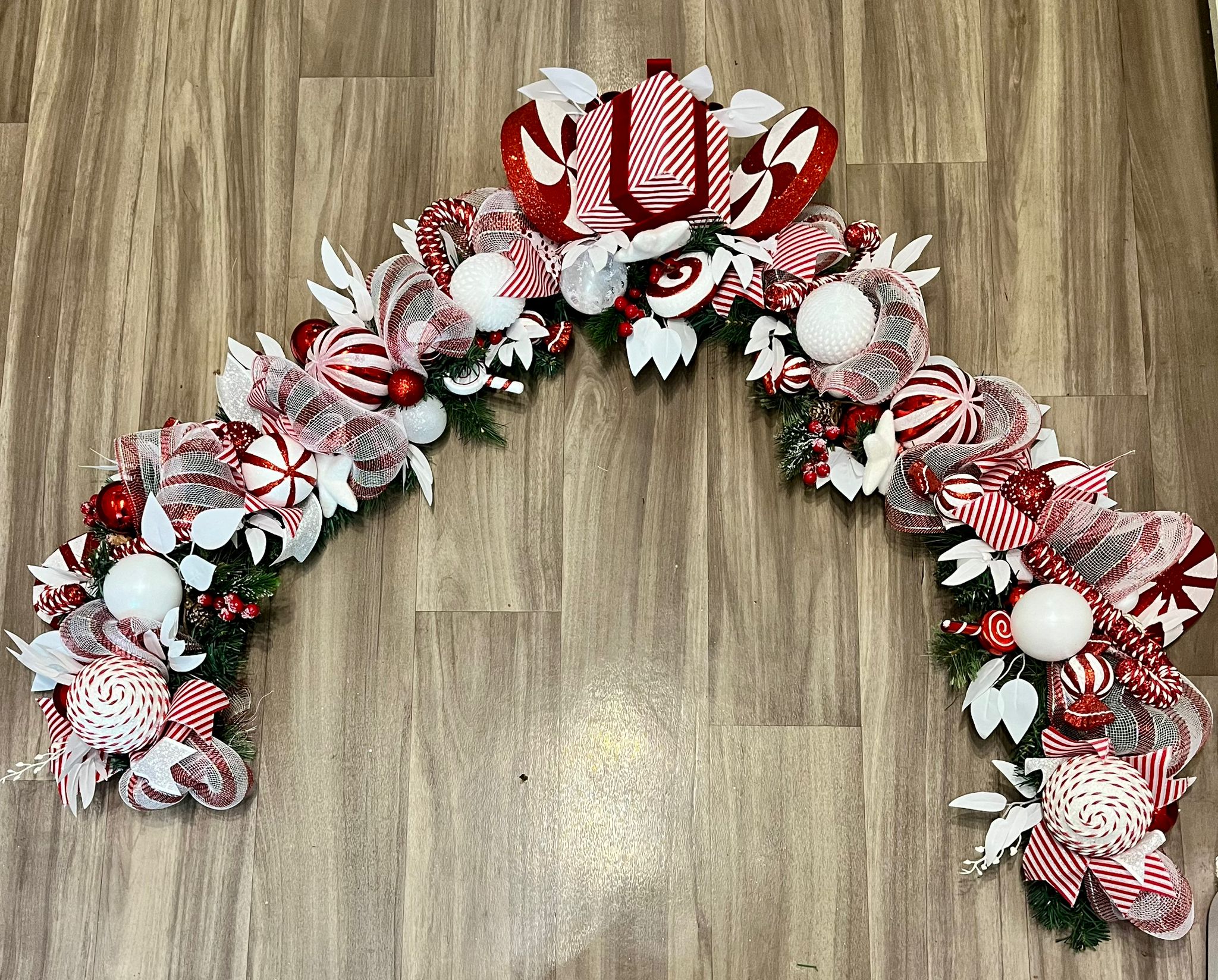 Christmas Candy Cane Lane Wreath and Matching Garland Set